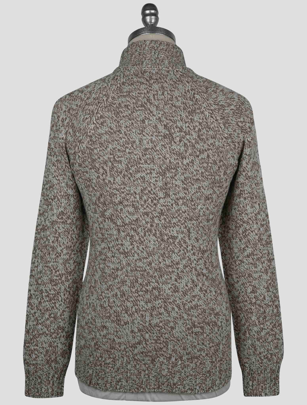 Gran Sasso Brown White Virgin Wool Sweater Half Zip