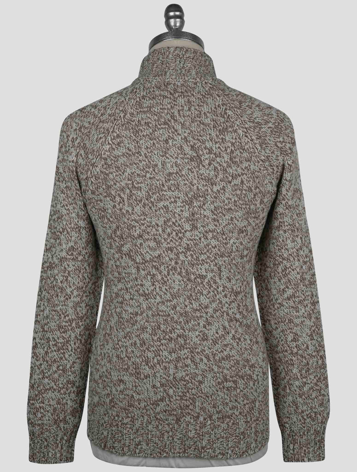 Gran Sasso Brown White Virgin Wool Sweater Half Zip