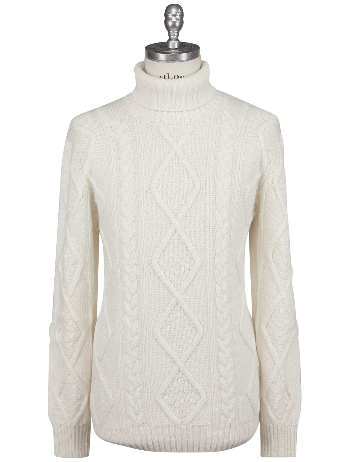Gran Sasso White Virgin Wool Sweater Turtle Neck
