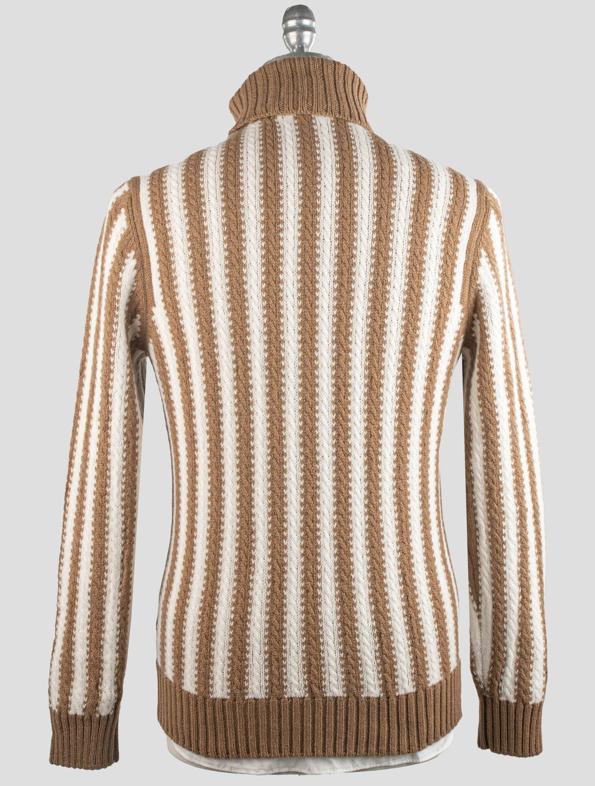 Gran Sasso Brown White Virgin Wool Sweater Turtleneck