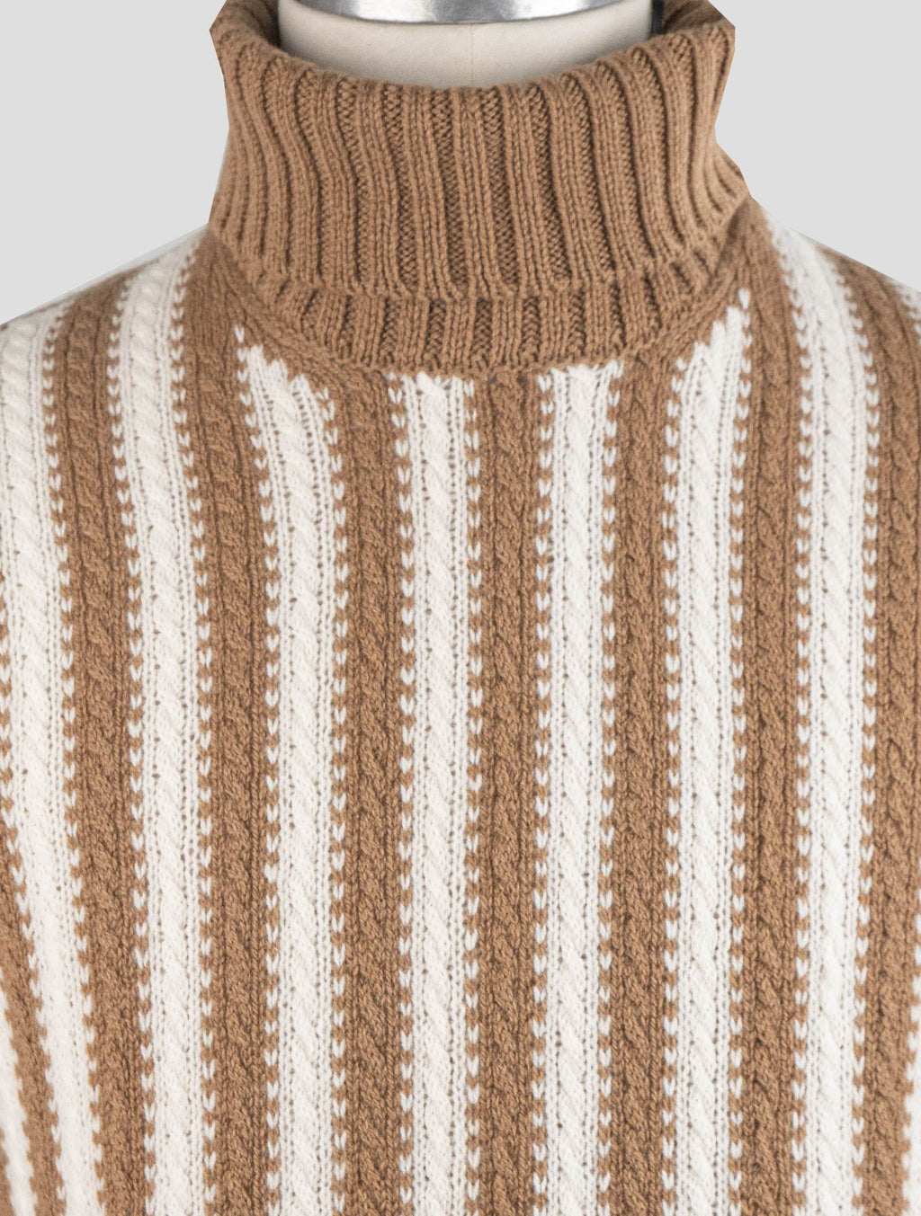 Gran Sasso Brown White Virgin Wool Sweater Turtleneck