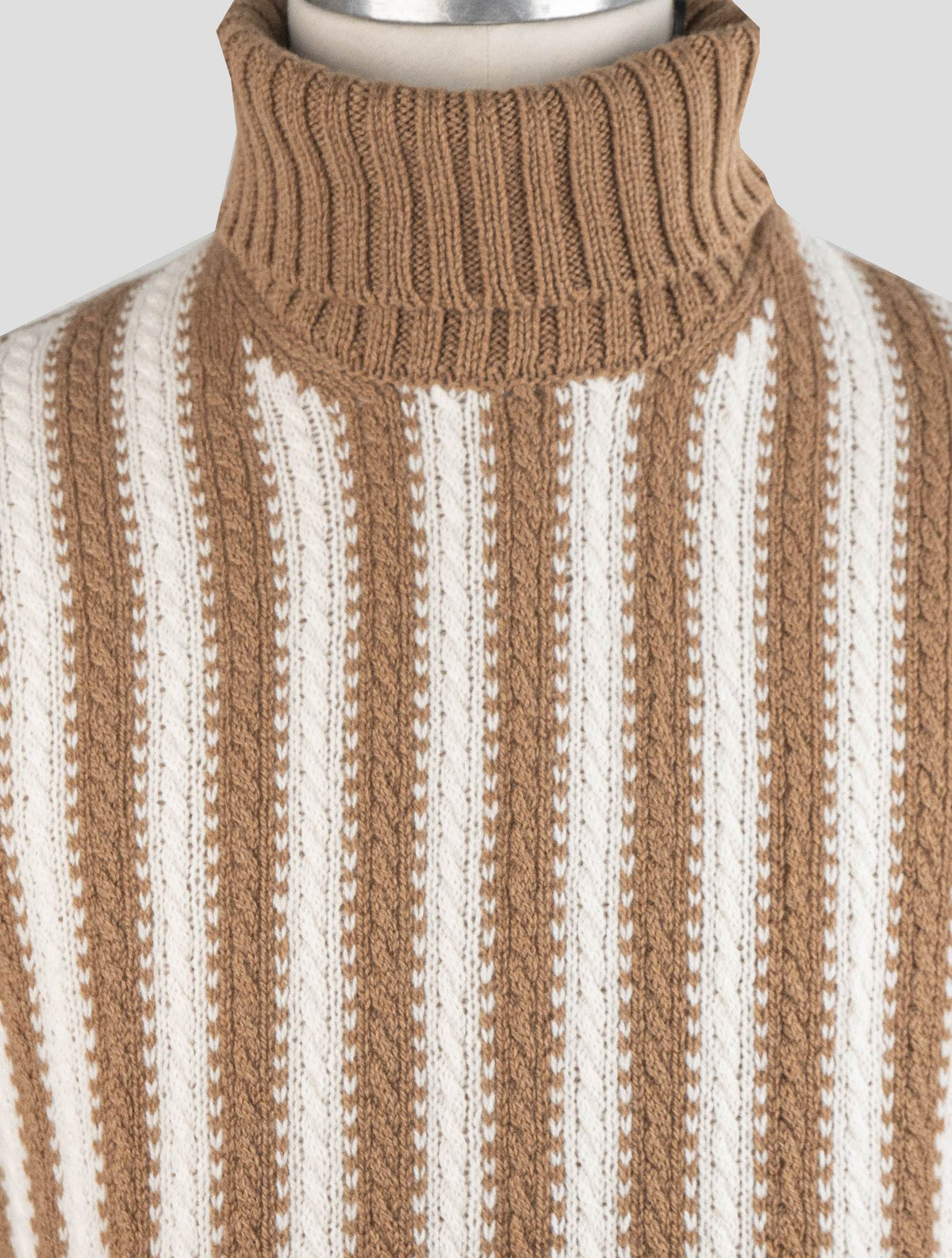 Gran Sasso Brown White Virgin Wool Sweater Turtleneck