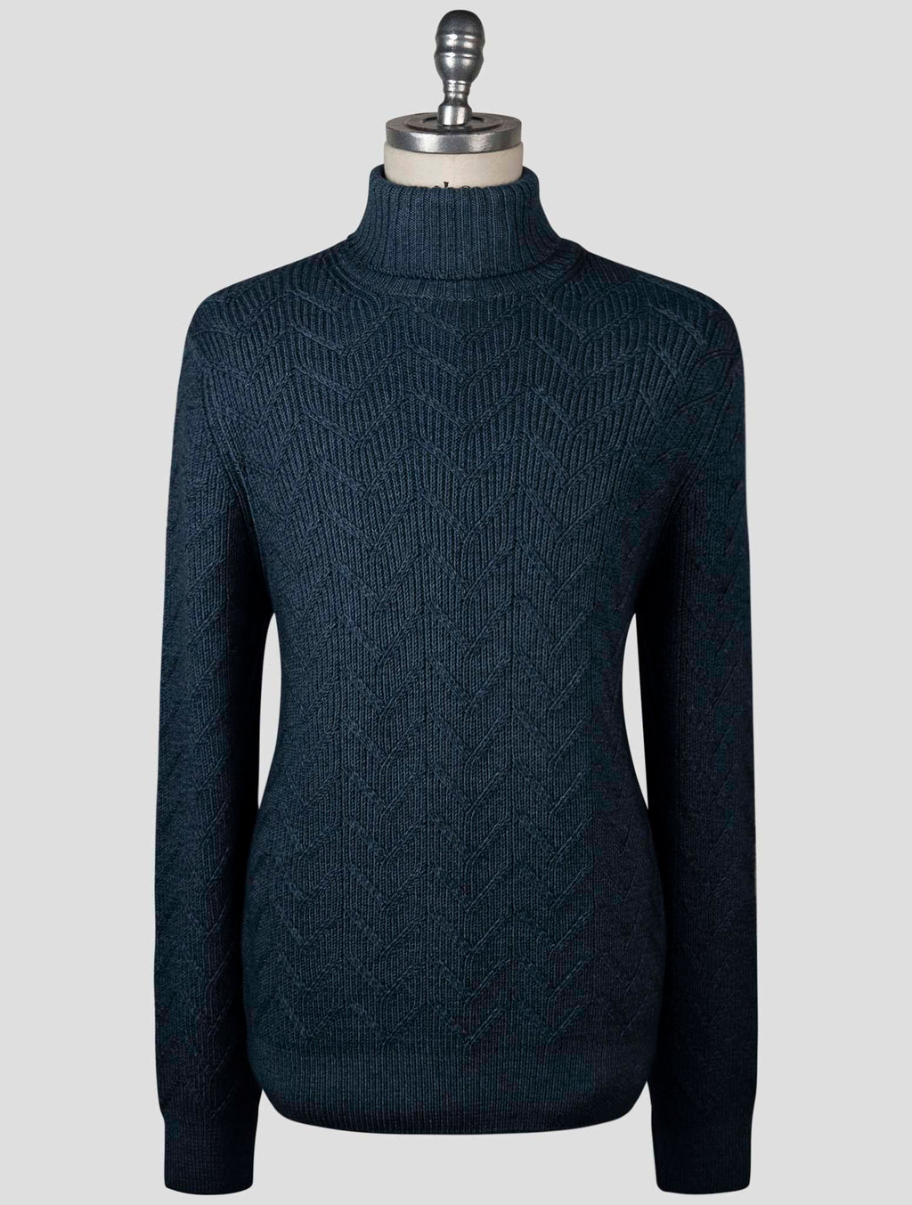 Gran Sasso Blue Virgin Wool Sweater Turtleneck