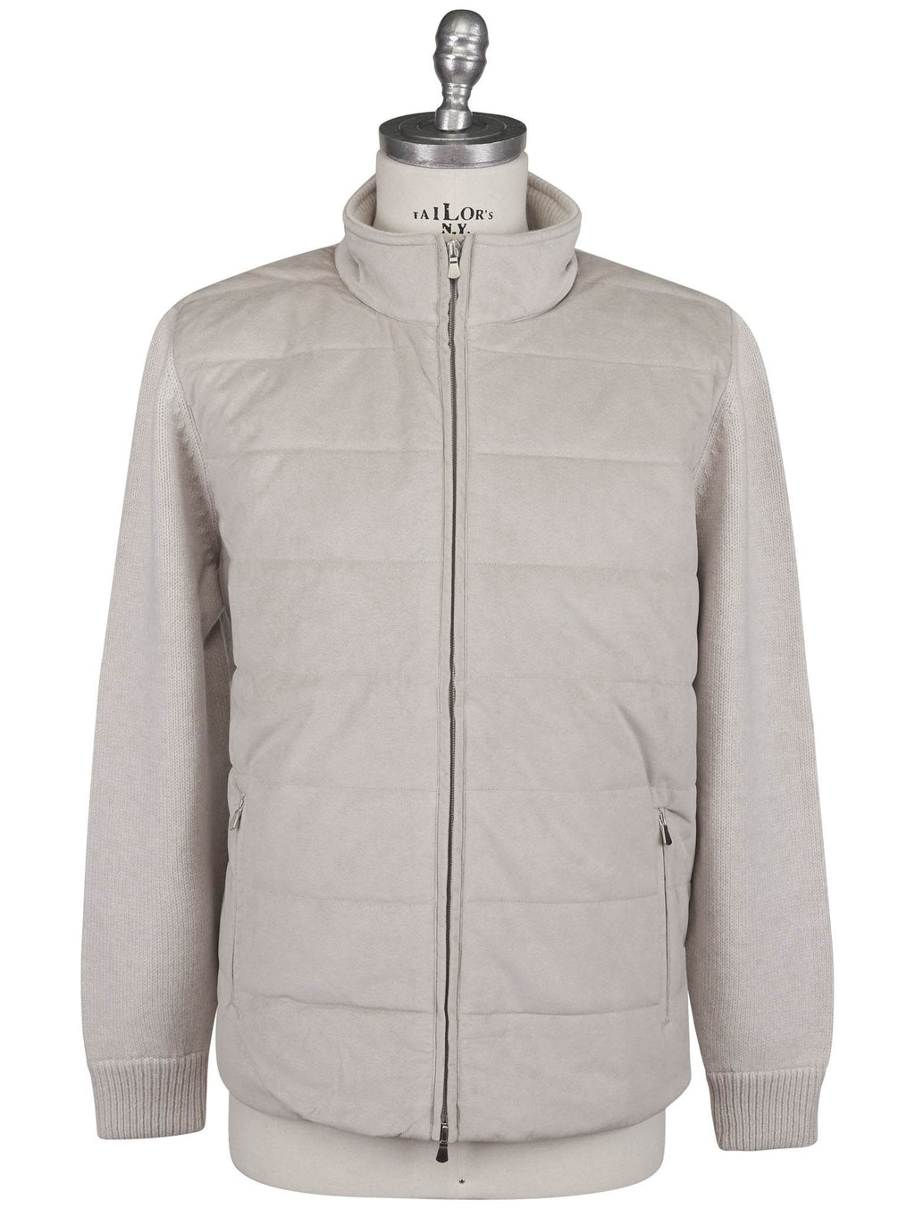 Gran Sasso Gray Leather Suede Coat