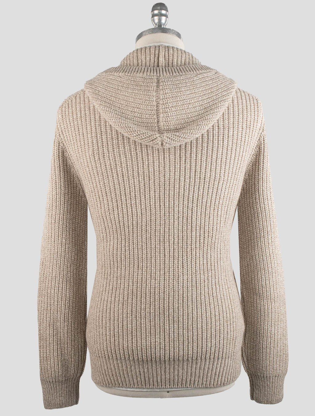 Gran Sasso Beige Cashmere Virgin Wool Sweater Full Zip