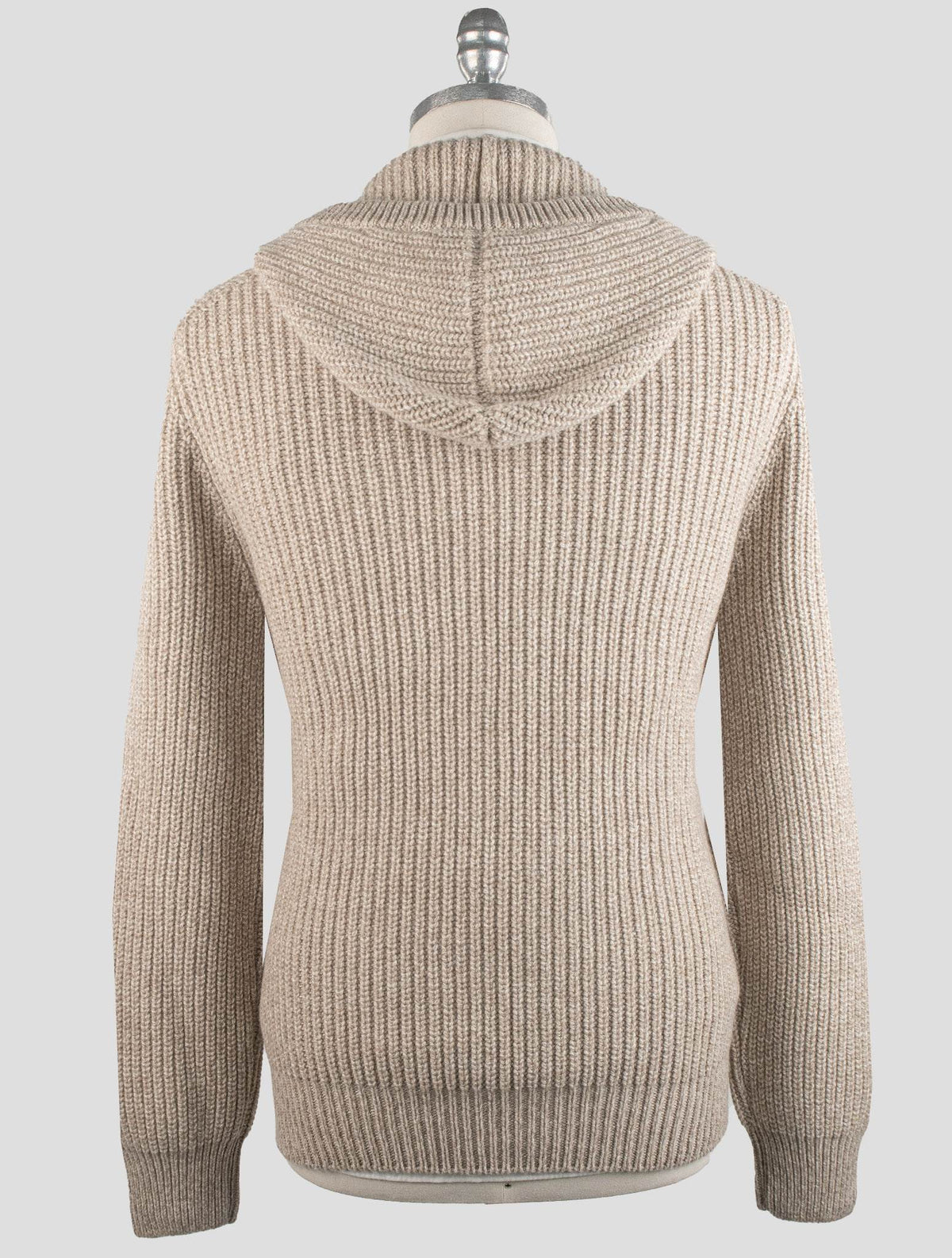 Gran Sasso Beige Cashmere Virgin Wool Sweater Full Zip