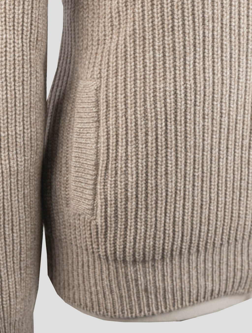 Gran Sasso Beige Cashmere Virgin Wool Sweater Full Zip