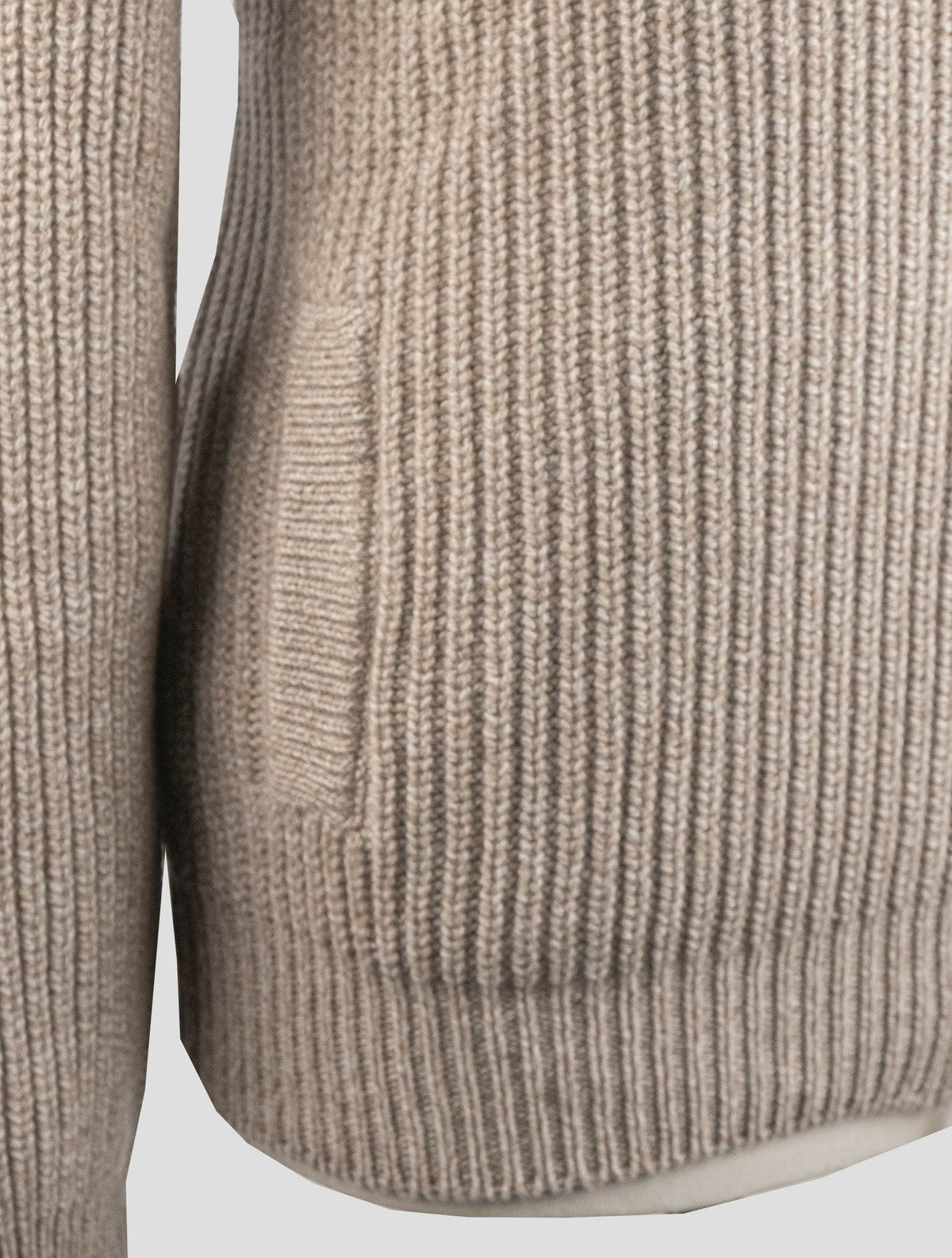 Gran Sasso Beige Cashmere Virgin Wool Sweater Full Zip