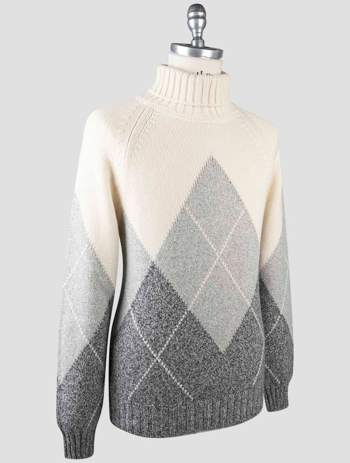 Gran Sasso Gran Sasso Gray White Cashmere Wool Sweater Turtleneck Gray / White 001