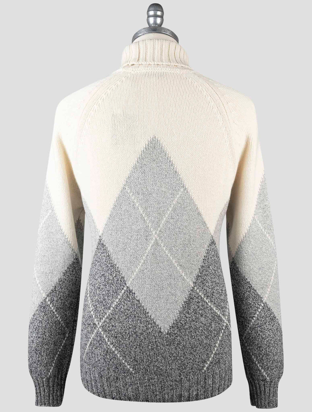 Gran Sasso Gray White Cashmere Wool Sweater Turtleneck