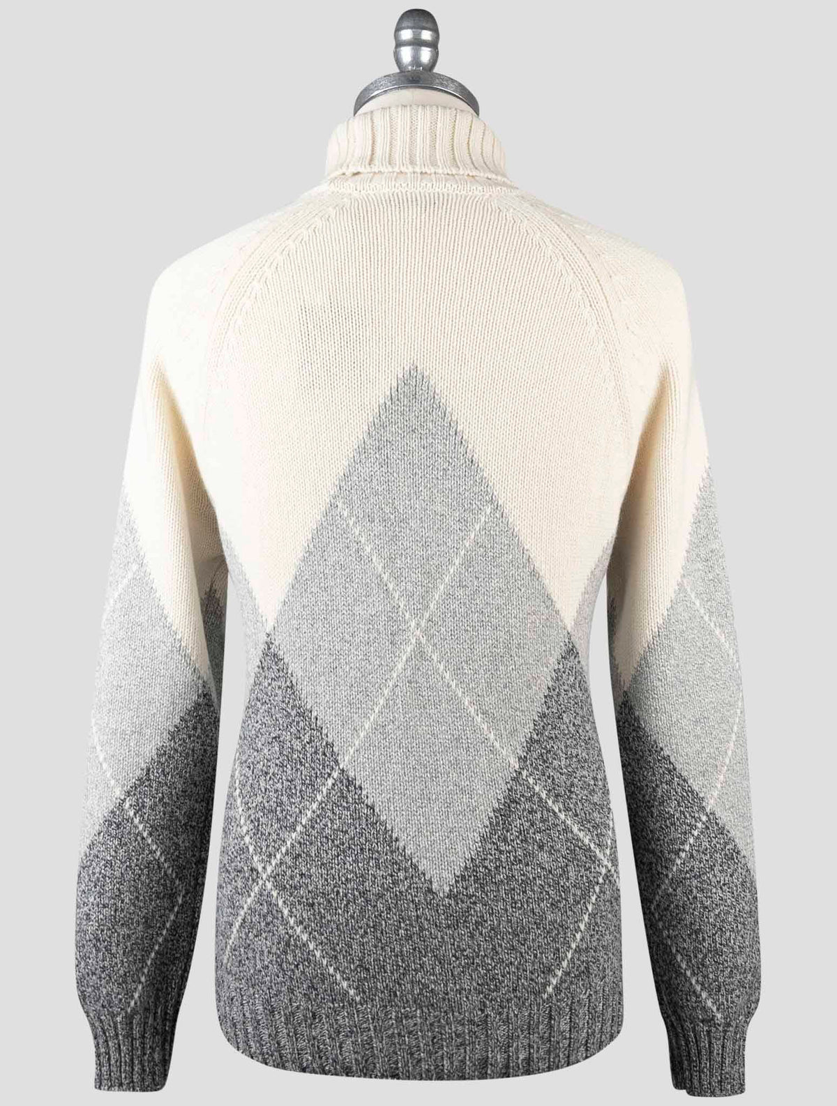 Gran Sasso Gray White Cashmere Wool Sweater Turtleneck