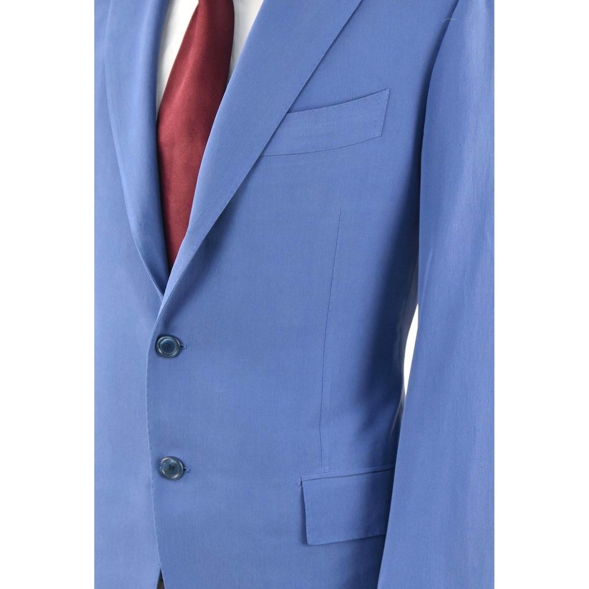 CESARE ATTOLINI Blue Silk Cotton Blazer