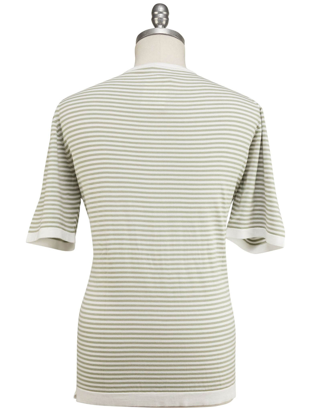 Luigi Borrelli Green White Cotton T-Shirt