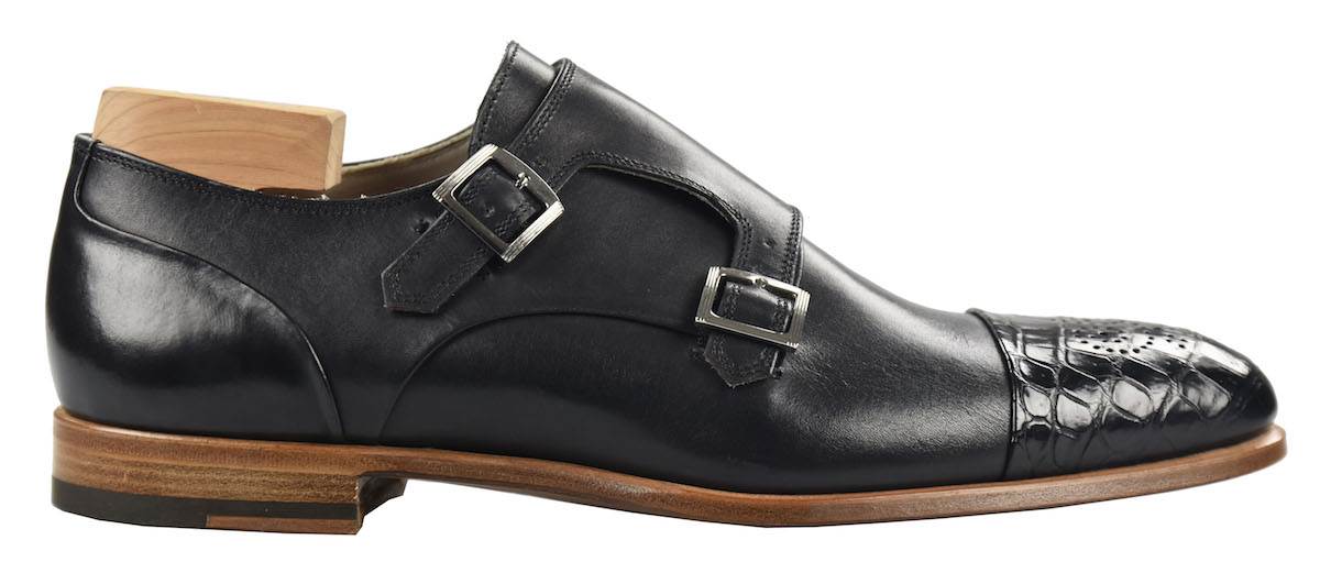 KITON Blue Leather Crocodile Shoes