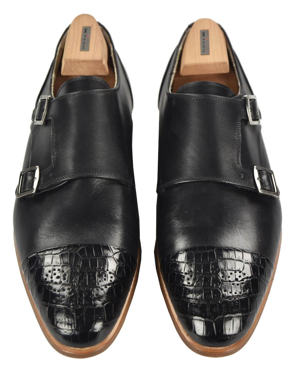 KITON Blue Leather Crocodile Shoes