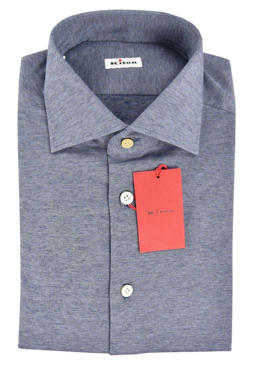 KITON Blue Cotton Shirt