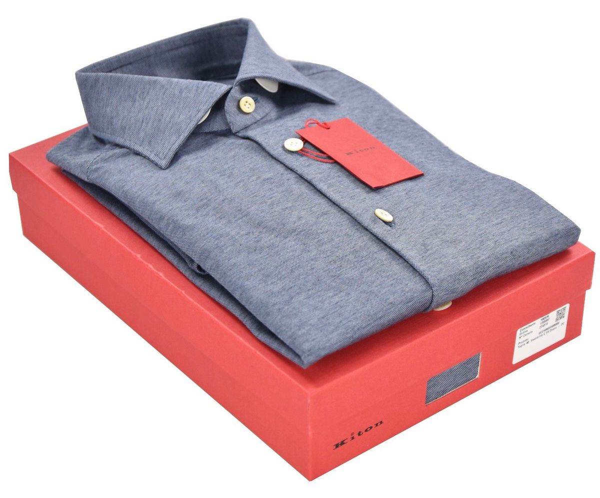 KITON Blue Cotton Shirt