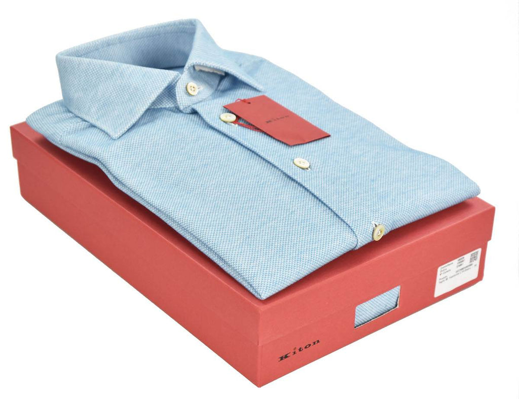 KITON Light Blue Cotton Shirt