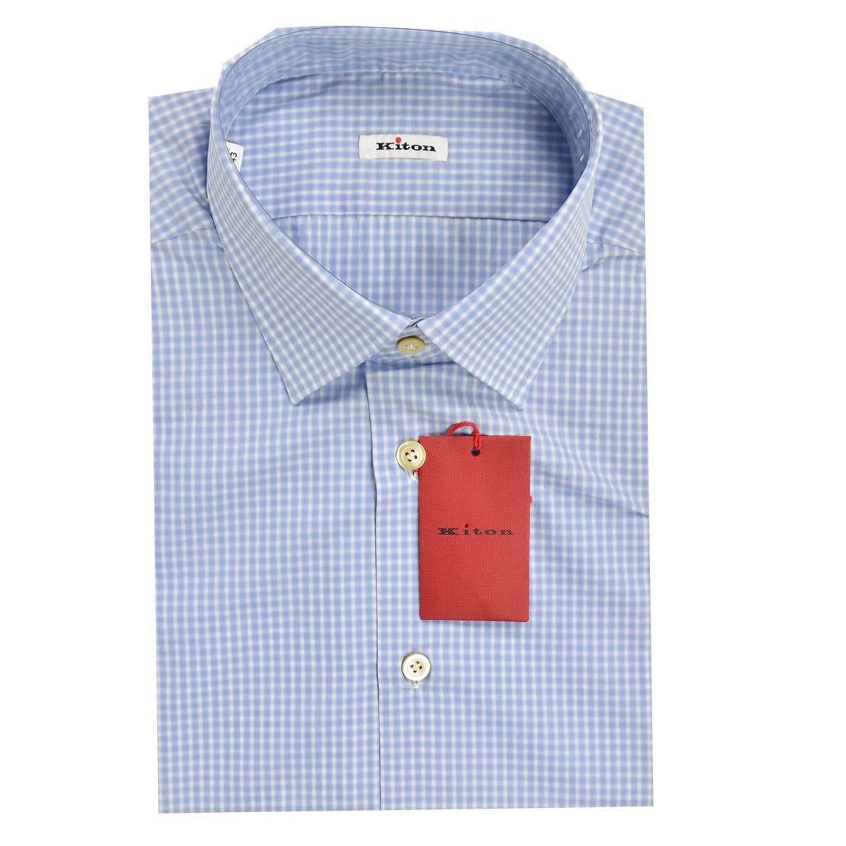 KITON Light Blue White Cotton Shirt