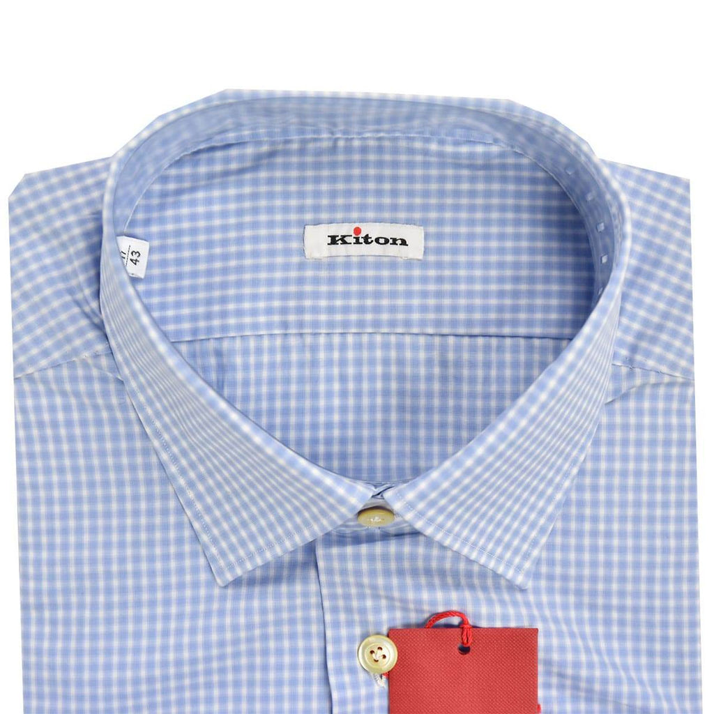 Kiton KITON Light Blue White Cotton Shirt Light Blue/White 001