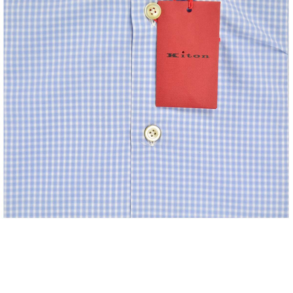 KITON Light Blue White Cotton Shirt