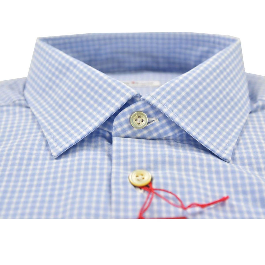 KITON Light Blue White Cotton Shirt