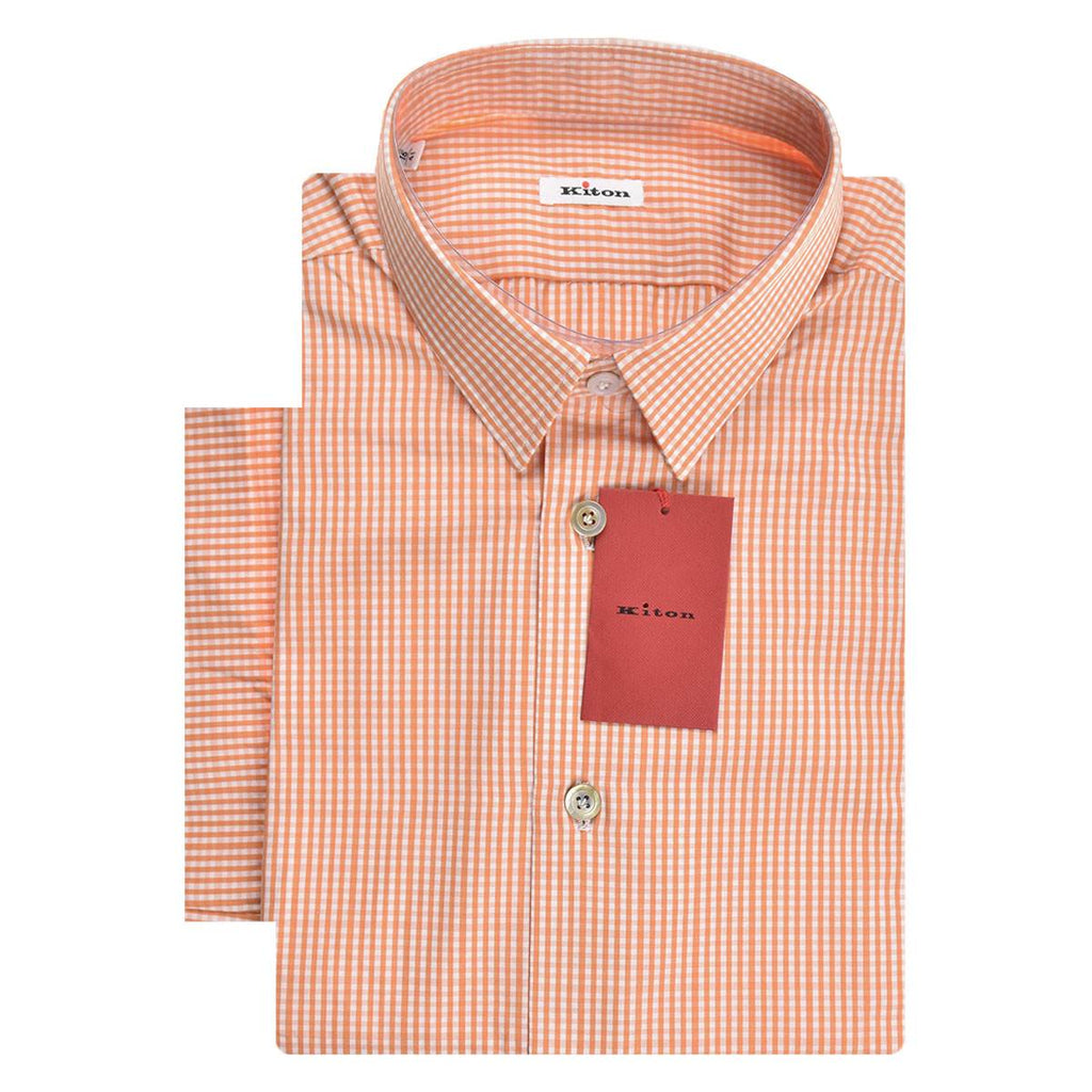 Kiton KITON Orange White Cotton Shirt Orange/White 001