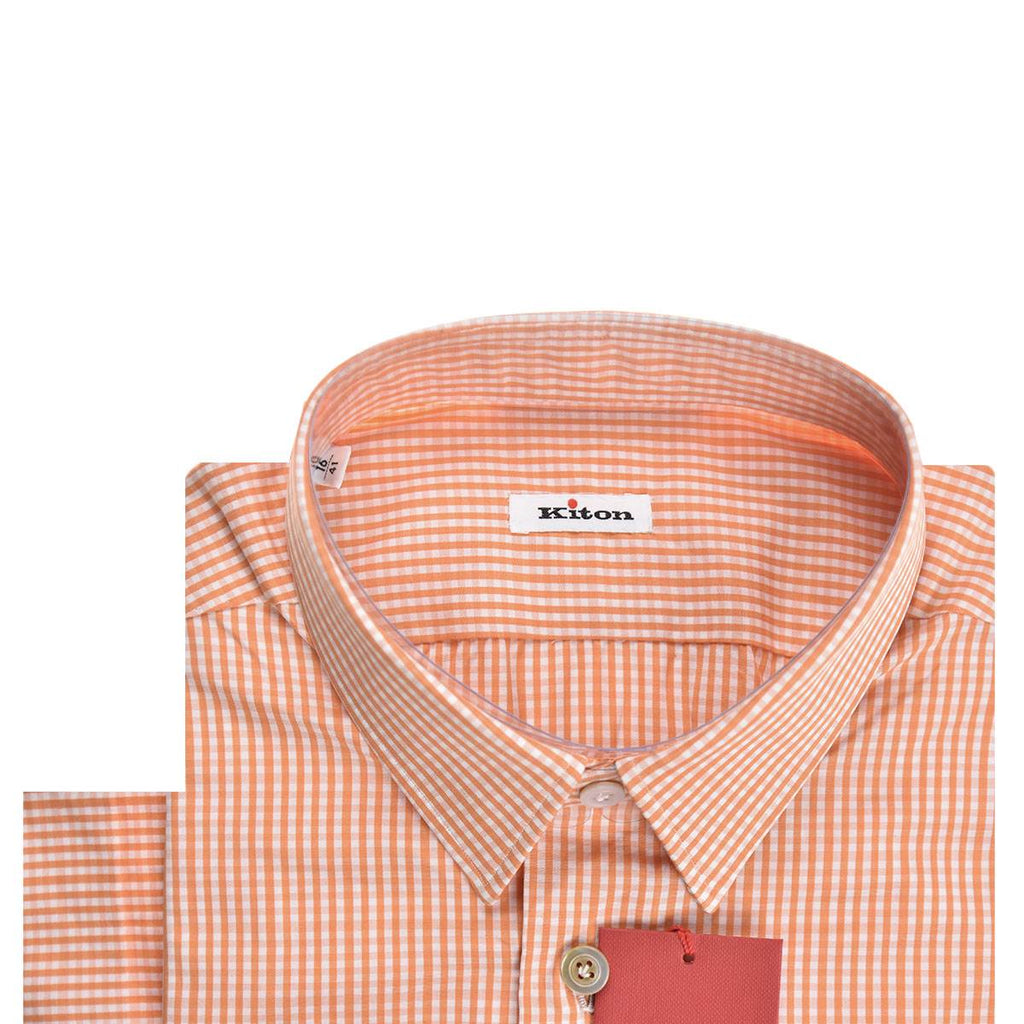 KITON Orange White Cotton Shirt