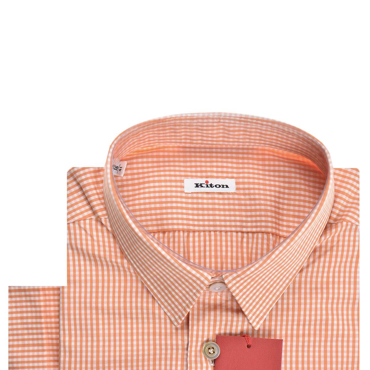 KITON Orange White Cotton Shirt