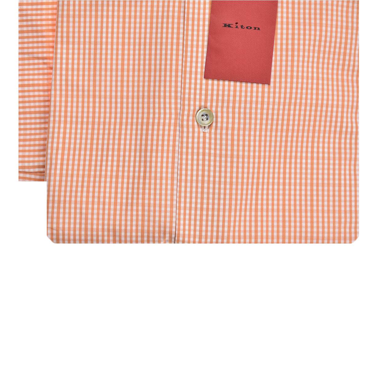 KITON Orange White Cotton Shirt