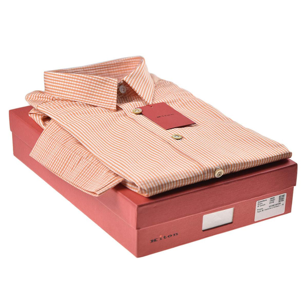 KITON Orange White Cotton Shirt
