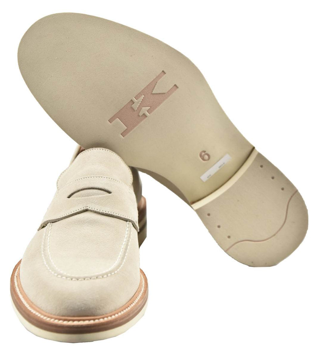 KITON Beige Leather Suede Loafers