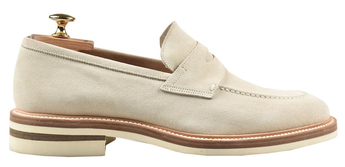 KITON Beige Leather Suede Loafers