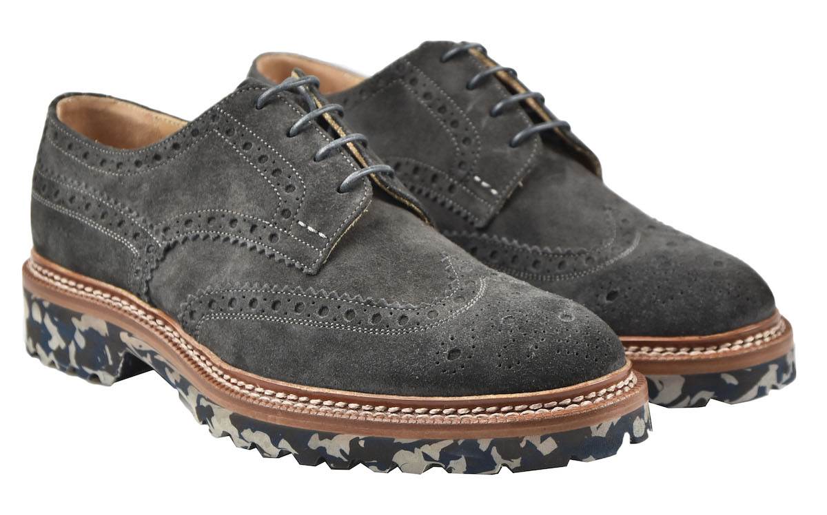 KITON Gray Leather Suede Shoes
