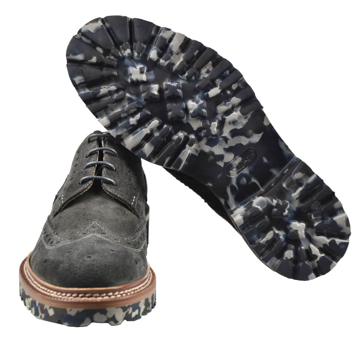 KITON Gray Leather Suede Shoes