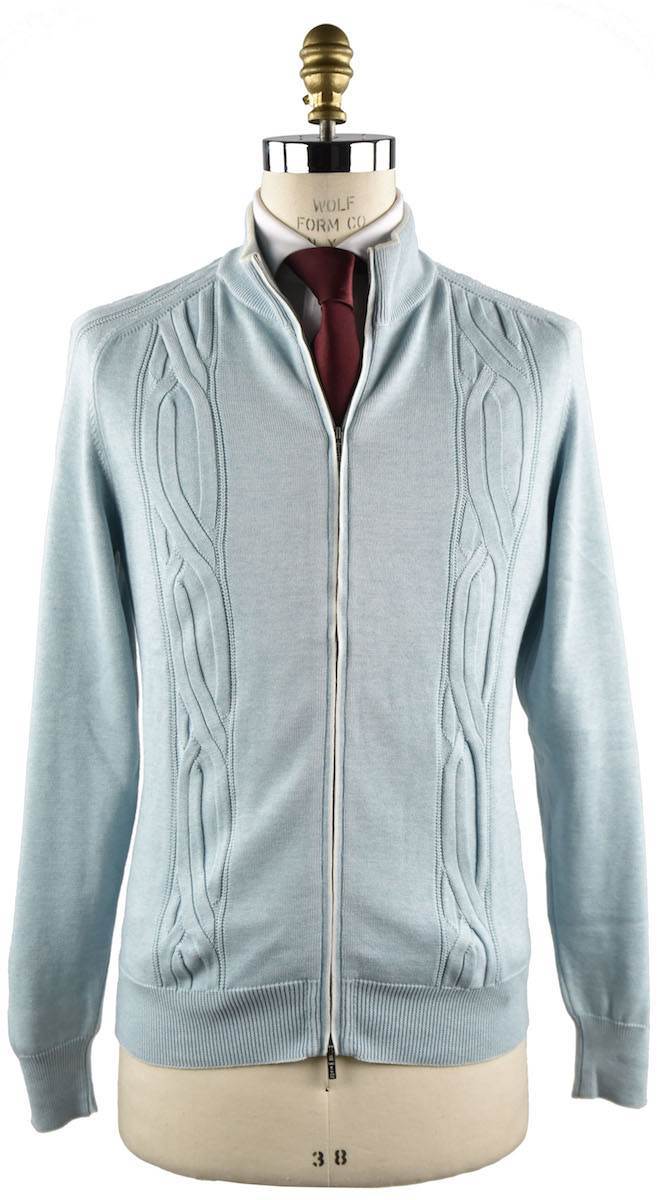 Kiton KITON Light Blue Cotton Cashmere Sweater Light Blue 000
