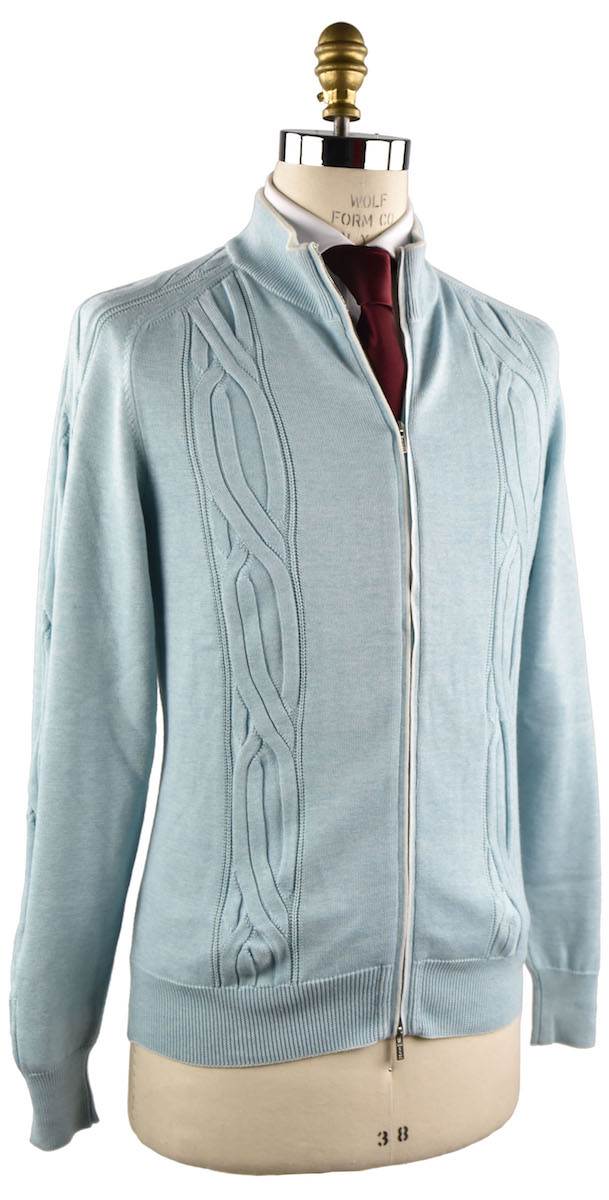 KITON Light Blue Cotton Cashmere Sweater