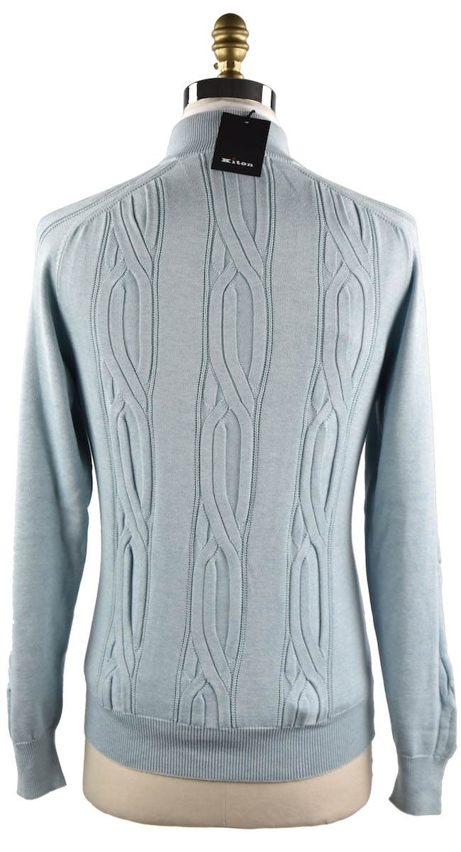 KITON Light Blue Cotton Cashmere Sweater