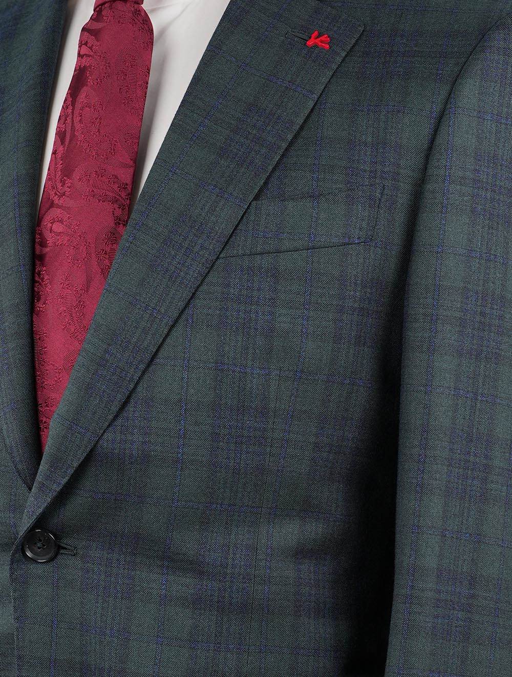 Isaia Blue Green Wool Blazer