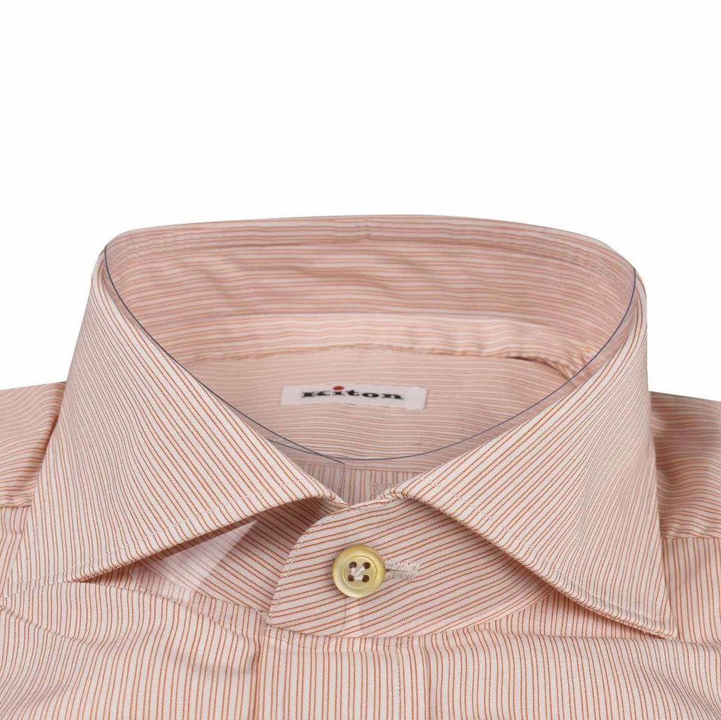 Kiton Kiton White Orange Cotton Shirt White/Orange 001
