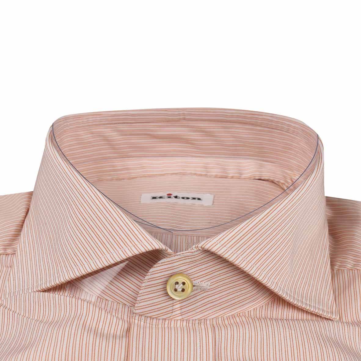 Kiton Kiton White Orange Cotton Shirt White/Orange 001