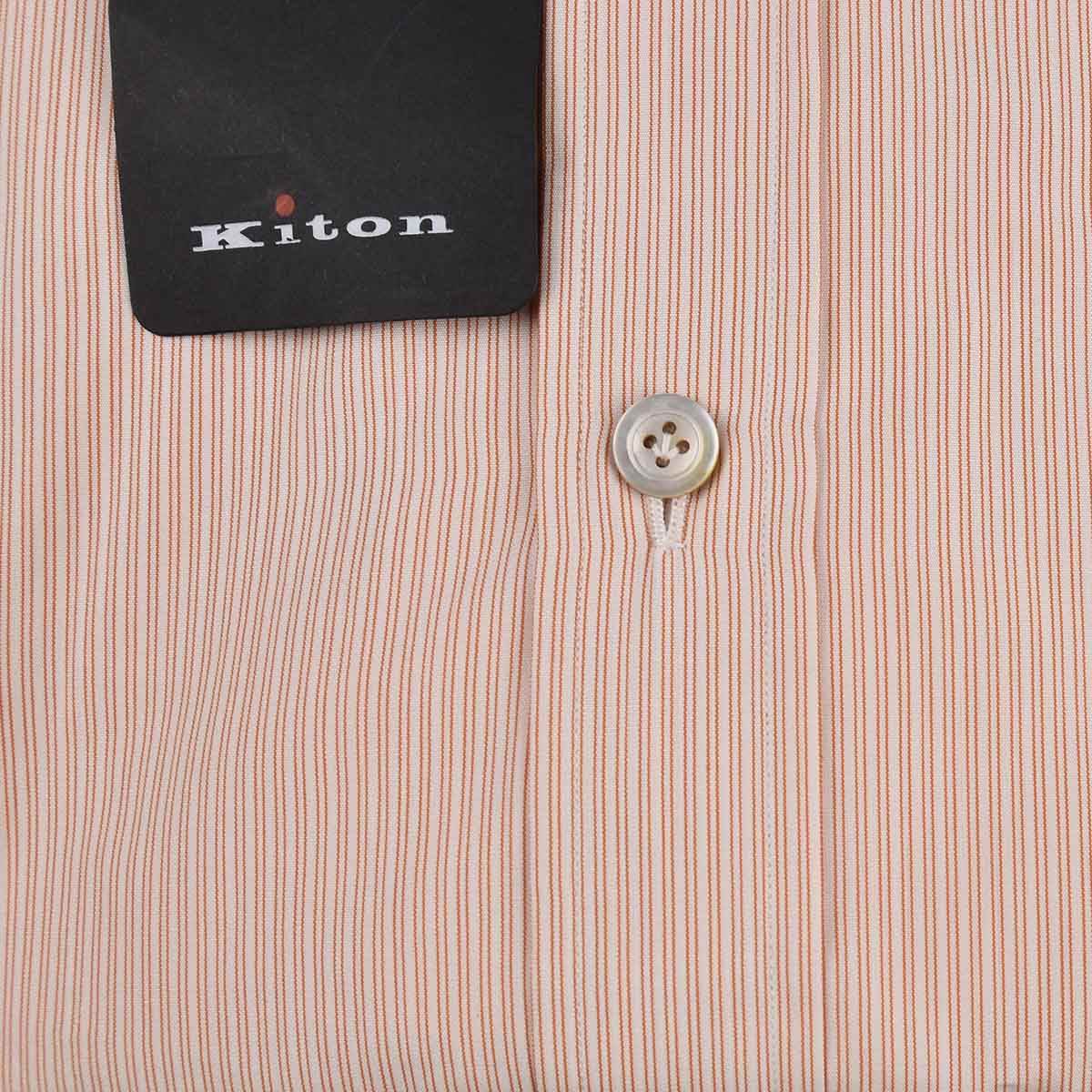 Kiton White Orange Cotton Shirt