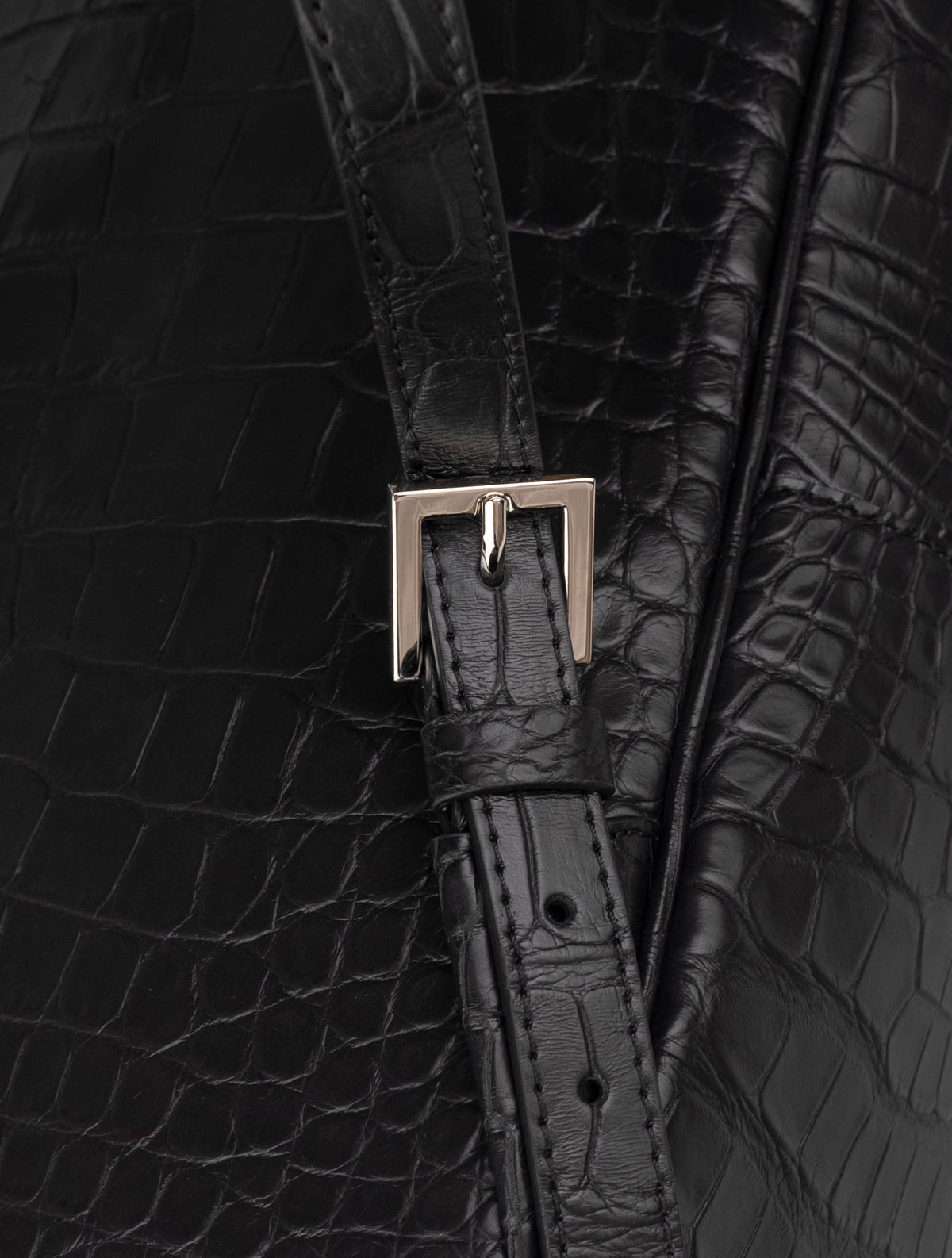Kiton Black Leather Crocodile Backpack 3