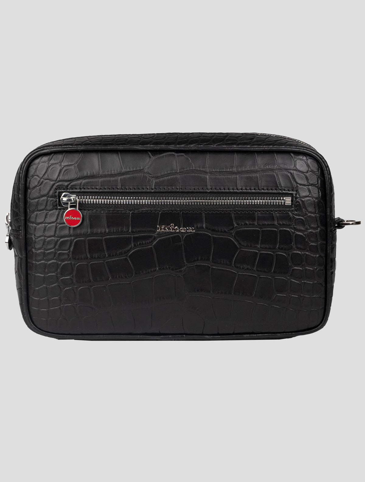 Kiton Black Leather Crocodile Pochette 1