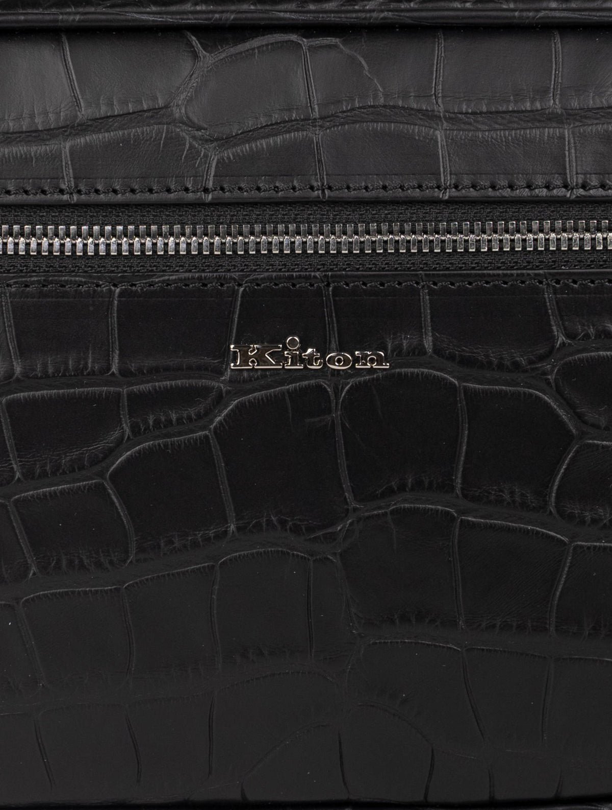 Kiton Black Leather Crocodile Pochette 4