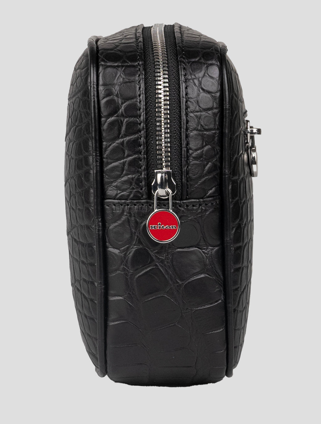 Kiton Black Leather Crocodile Pochette 6