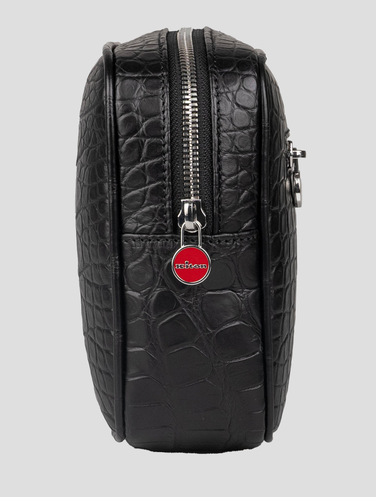 Kiton Black Leather Crocodile Pochette 6