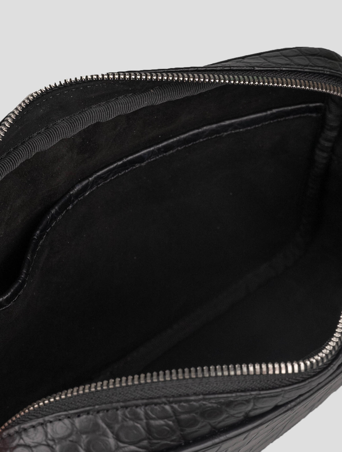 Kiton Black Leather Crocodile Pochette 7