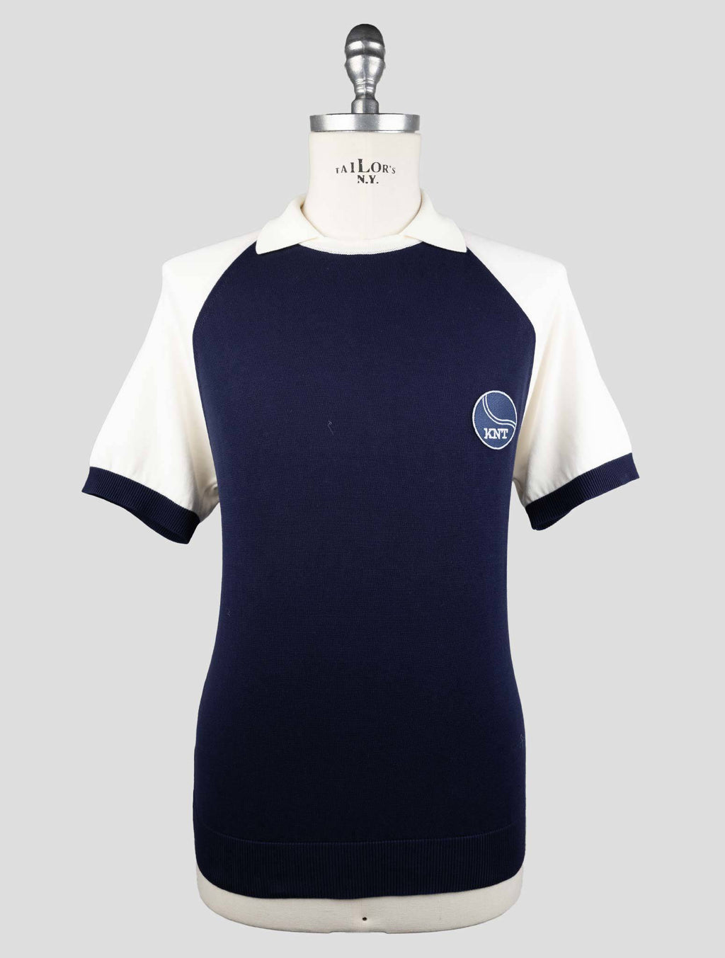 KNT Kiton Blue White Cotton Polo 1