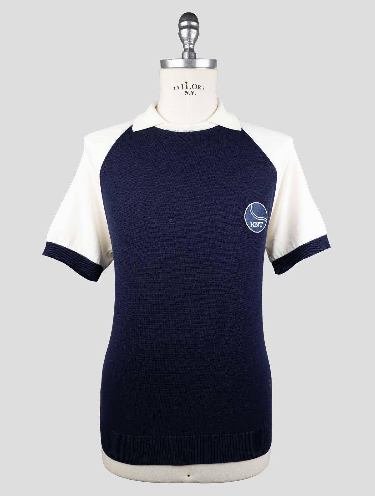 KNT Kiton Blue White Cotton Polo 1
